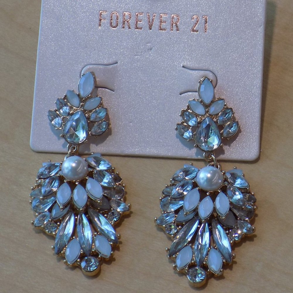 Forever21  Opal, Peal & Crystal Chandelier earrings